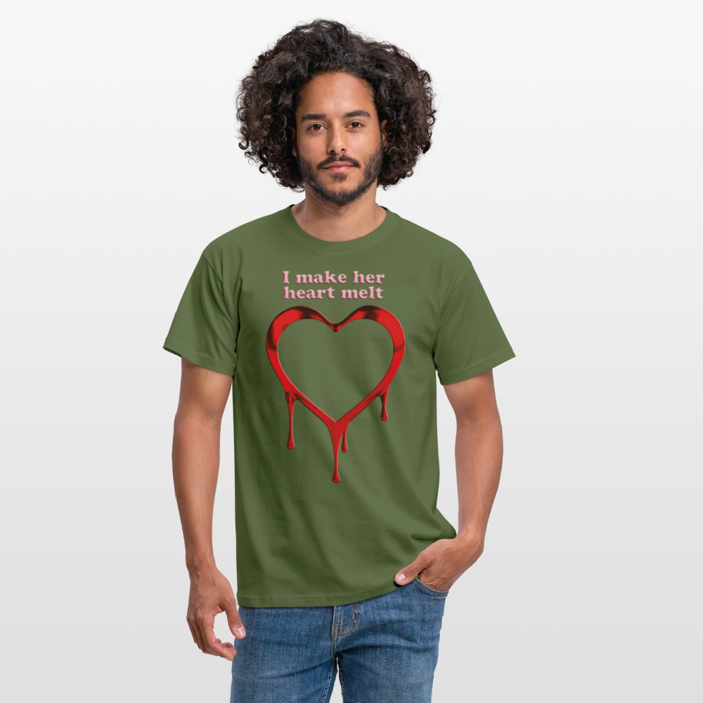 mens i make her heart melt - military green