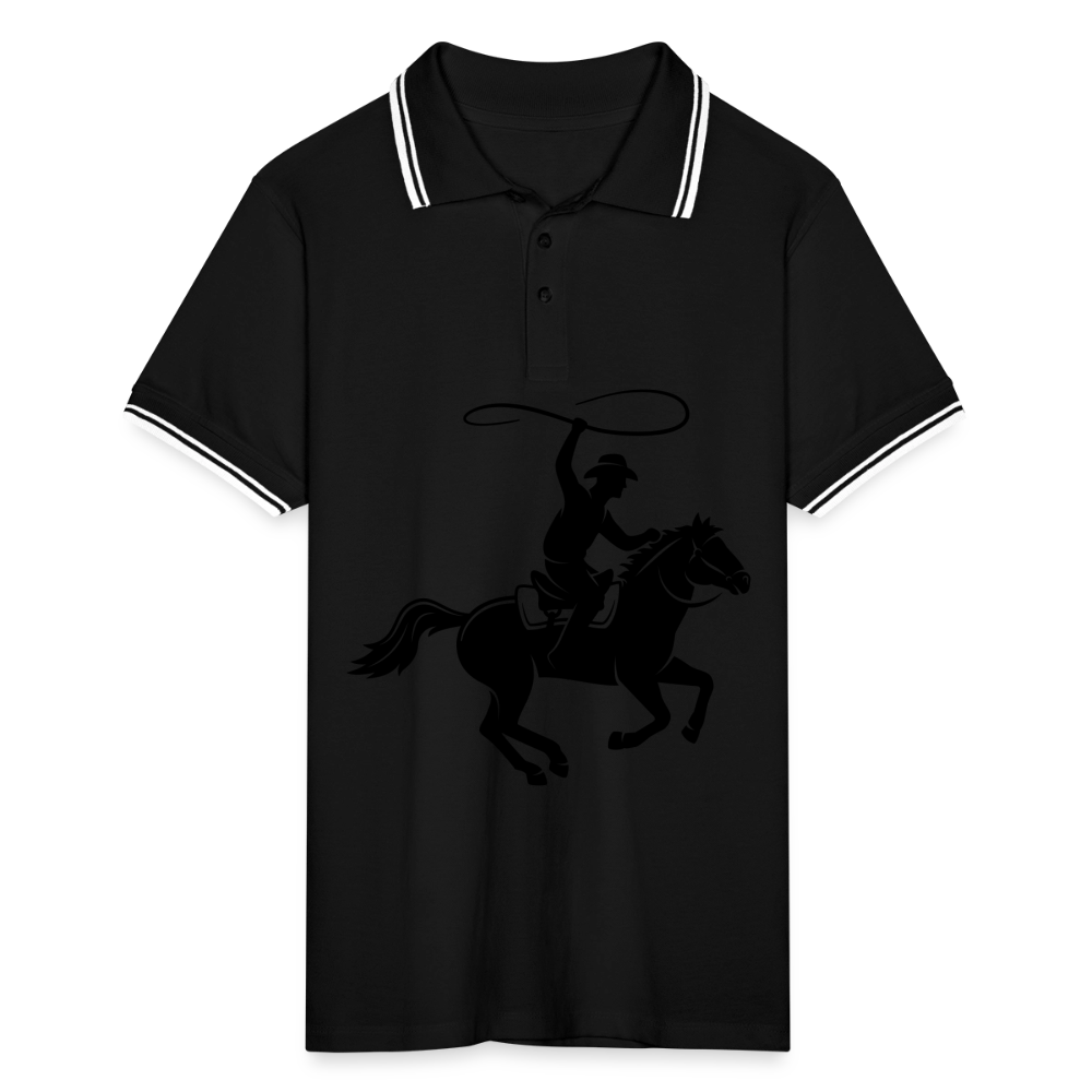 Men’s Tipped Polo Shirt HORSE - black/white