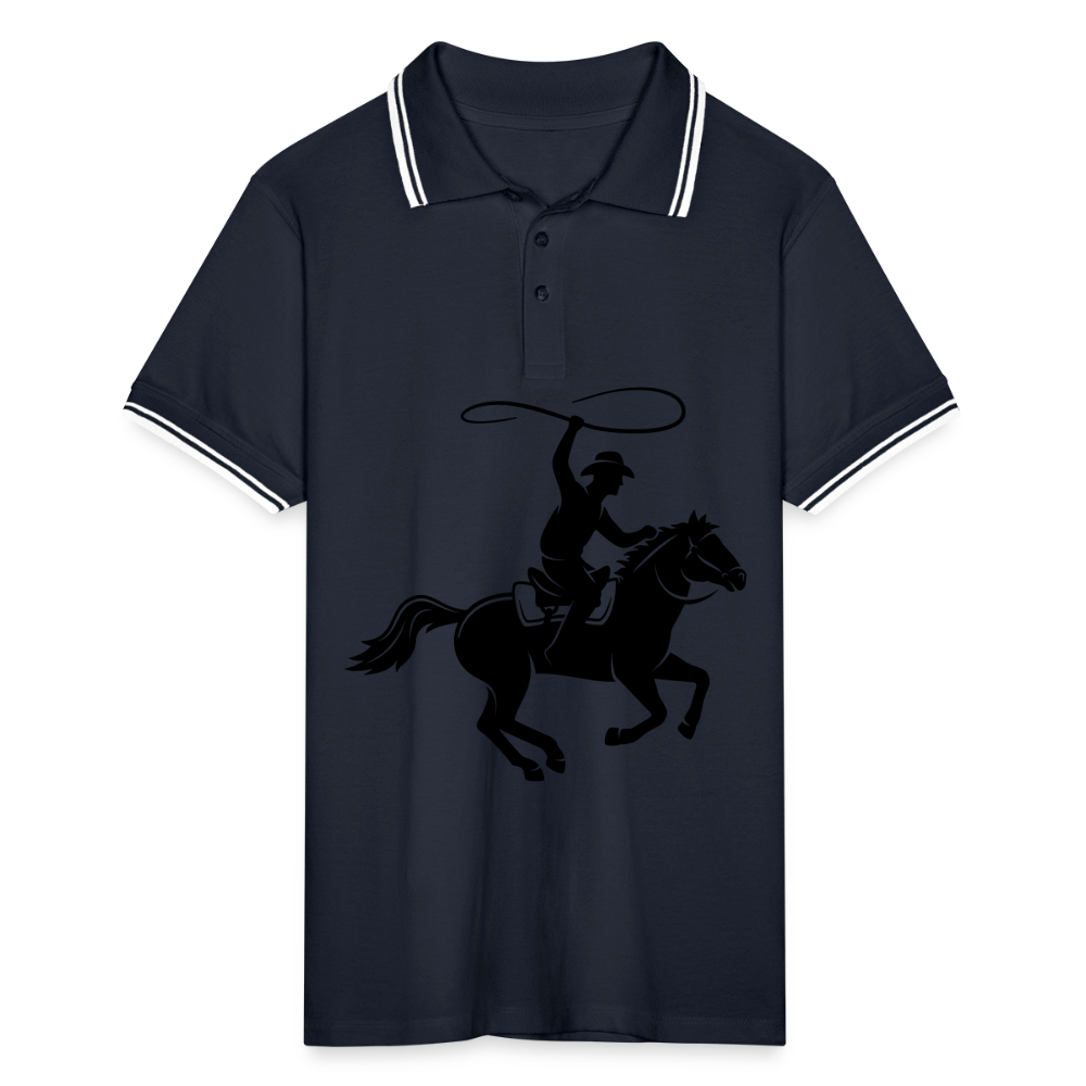 Men’s Tipped Polo Shirt HORSE - navy/white