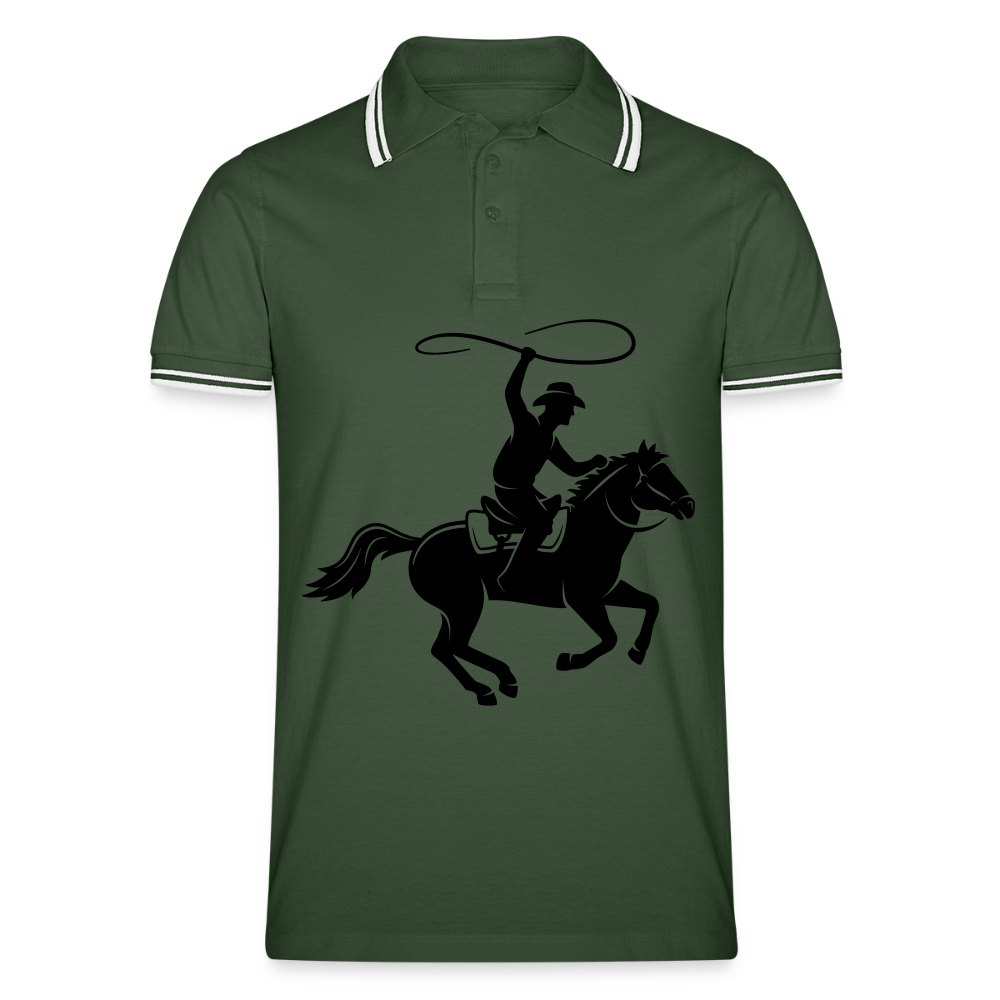 Men’s Tipped Polo Shirt HORSE - fir green/white