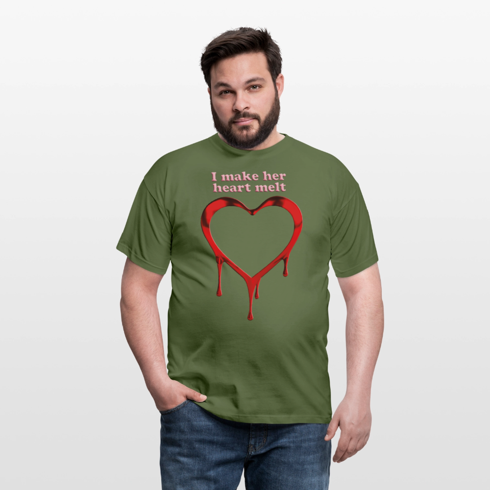 mens i make her heart melt - military green