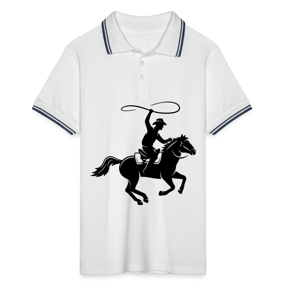 Men’s Tipped Polo Shirt HORSE - white/navy
