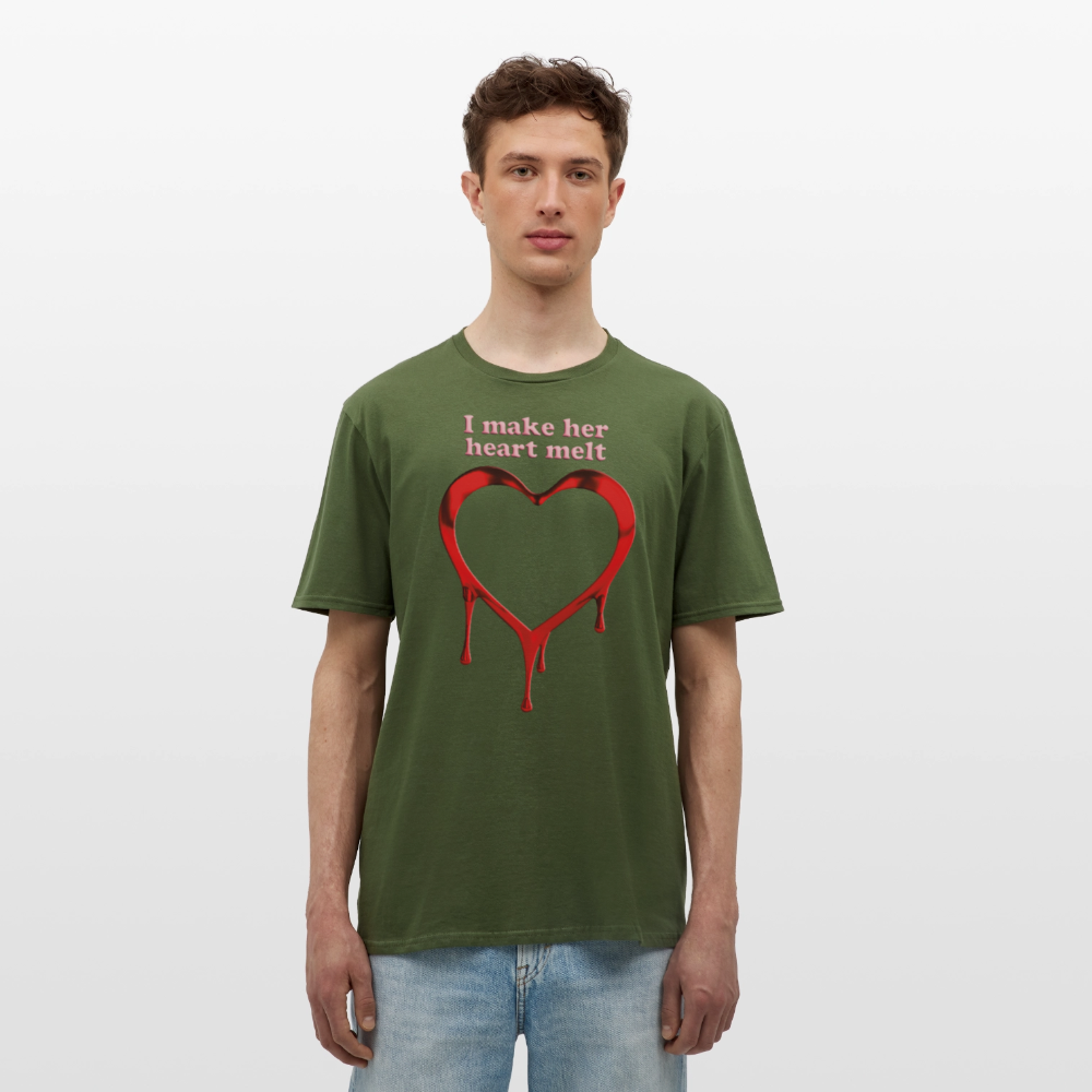 mens i make her heart melt - military green