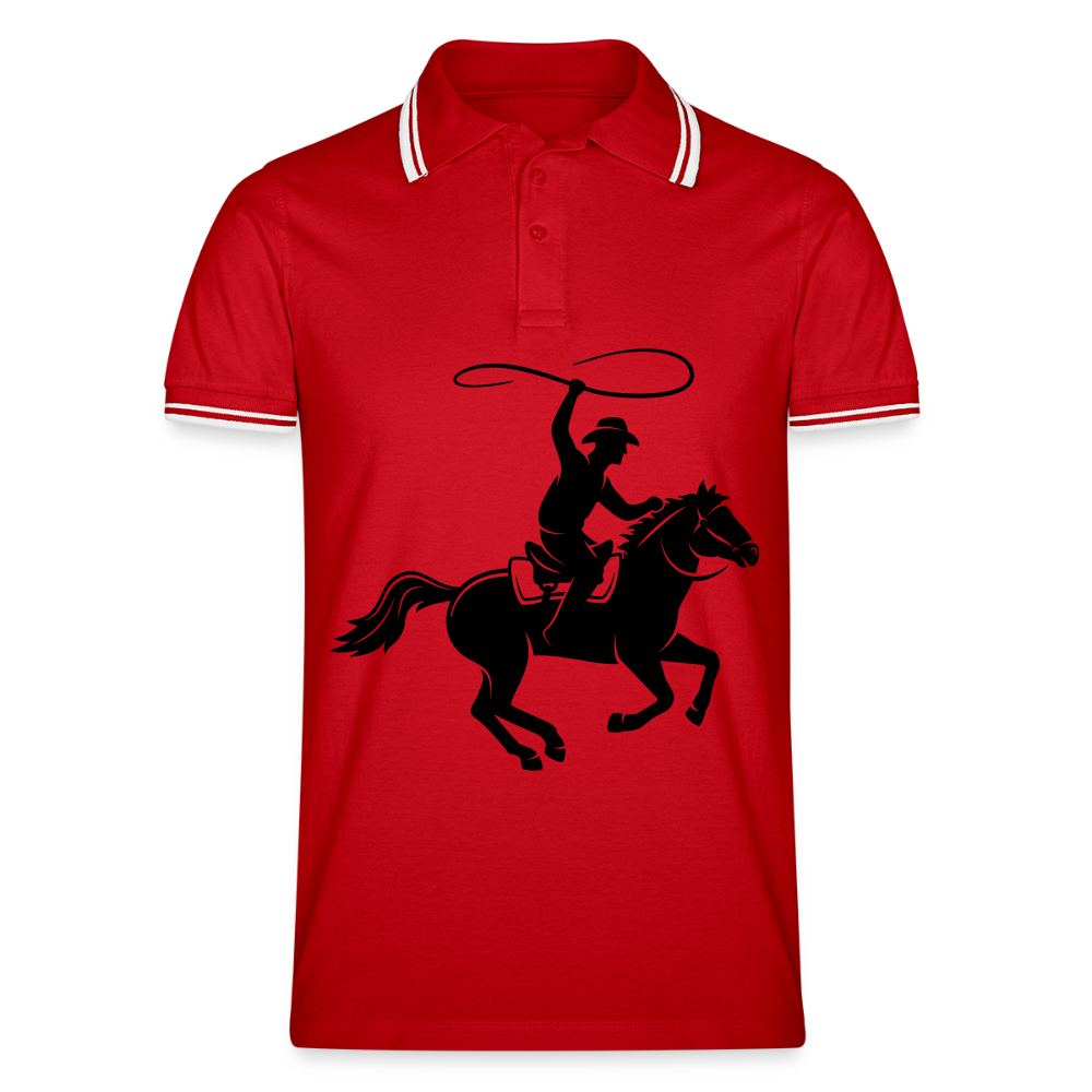 Men’s Tipped Polo Shirt HORSE - red/white