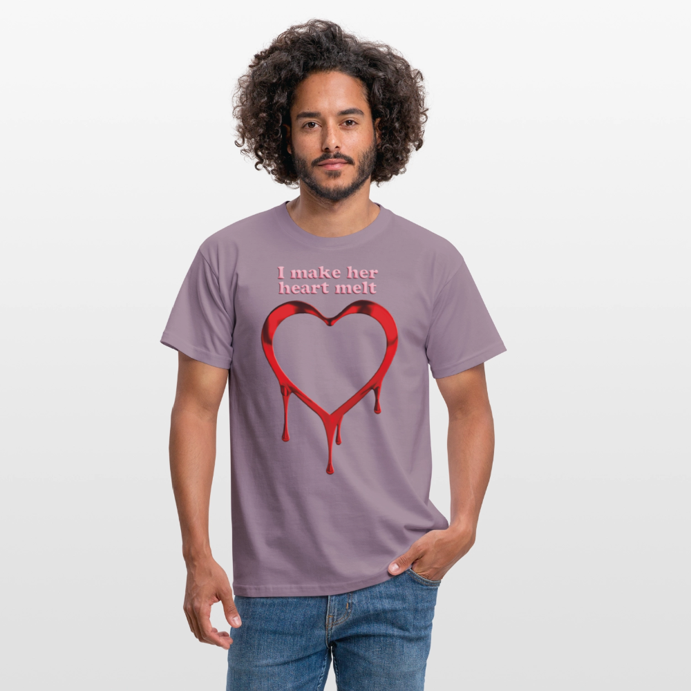 mens i make her heart melt - purple-grey