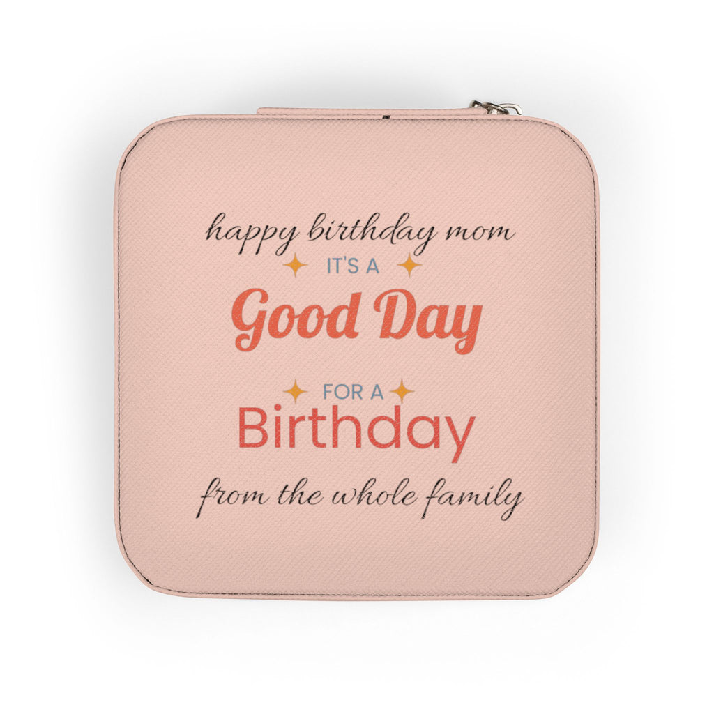 Compact Birthday Jewelry Travel Case — Personalized 'Good Day' Gift Box for Mom