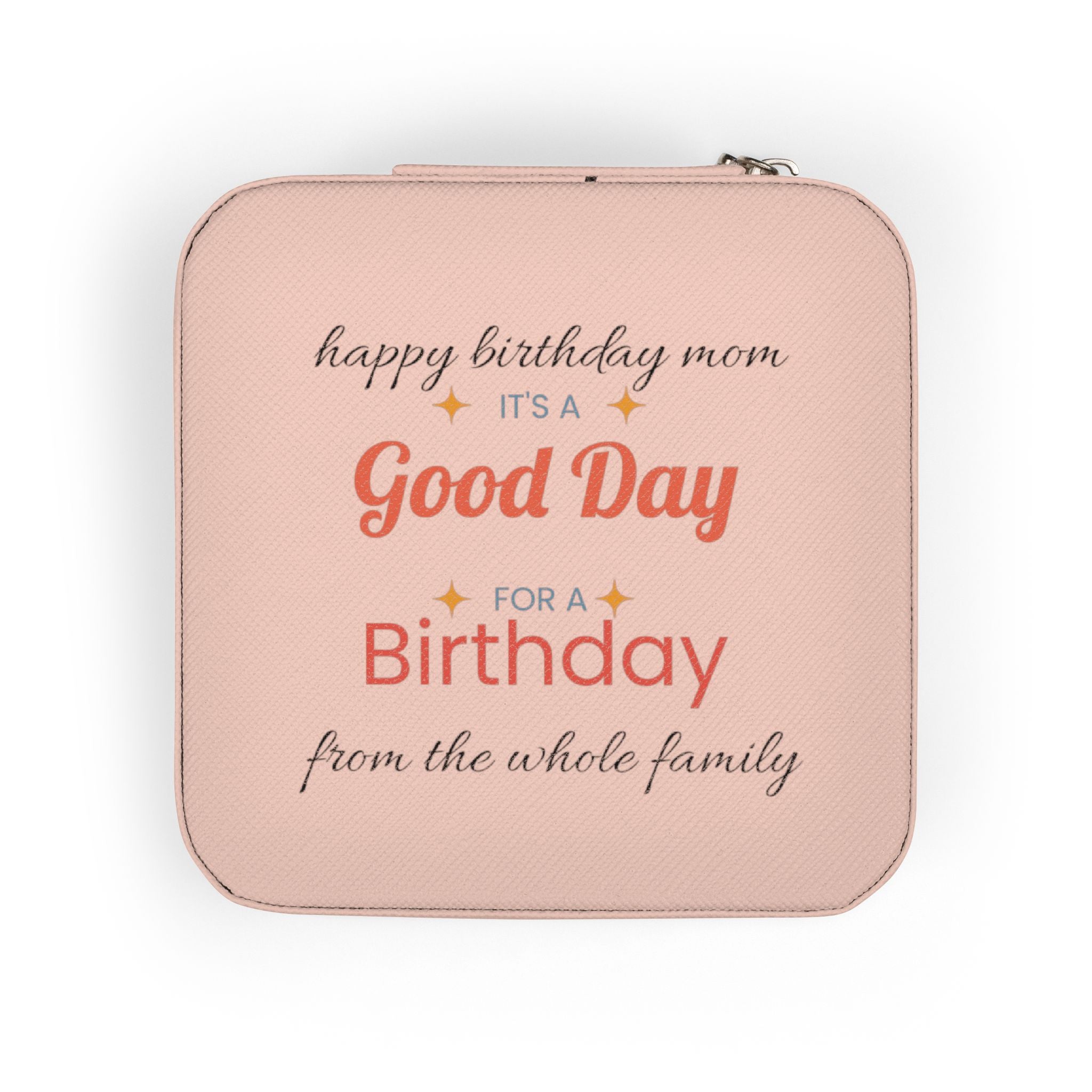 Compact Birthday Jewelry Travel Case — Personalized 'Good Day' Gift Box for Mom