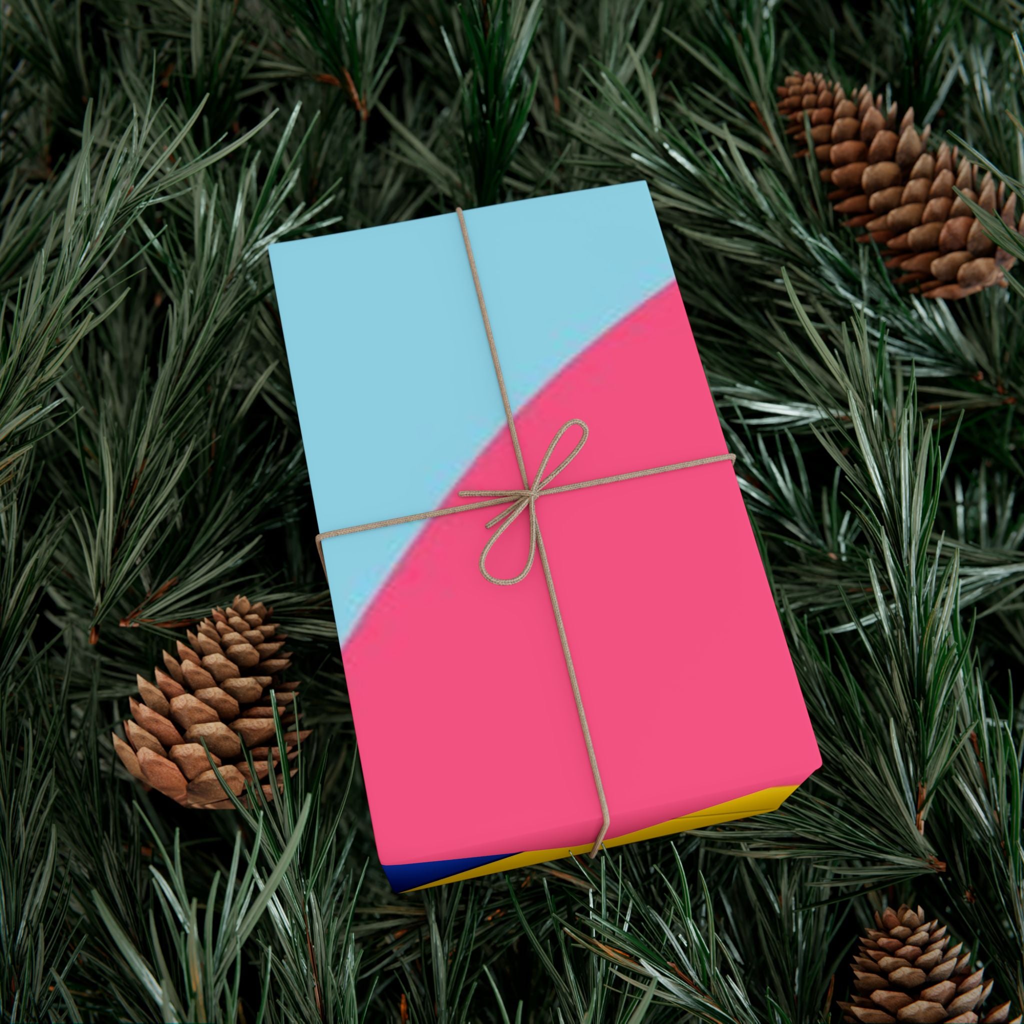 Abstract Color Block Gift Wrap Paper – Bright Pink, Yellow & Blue