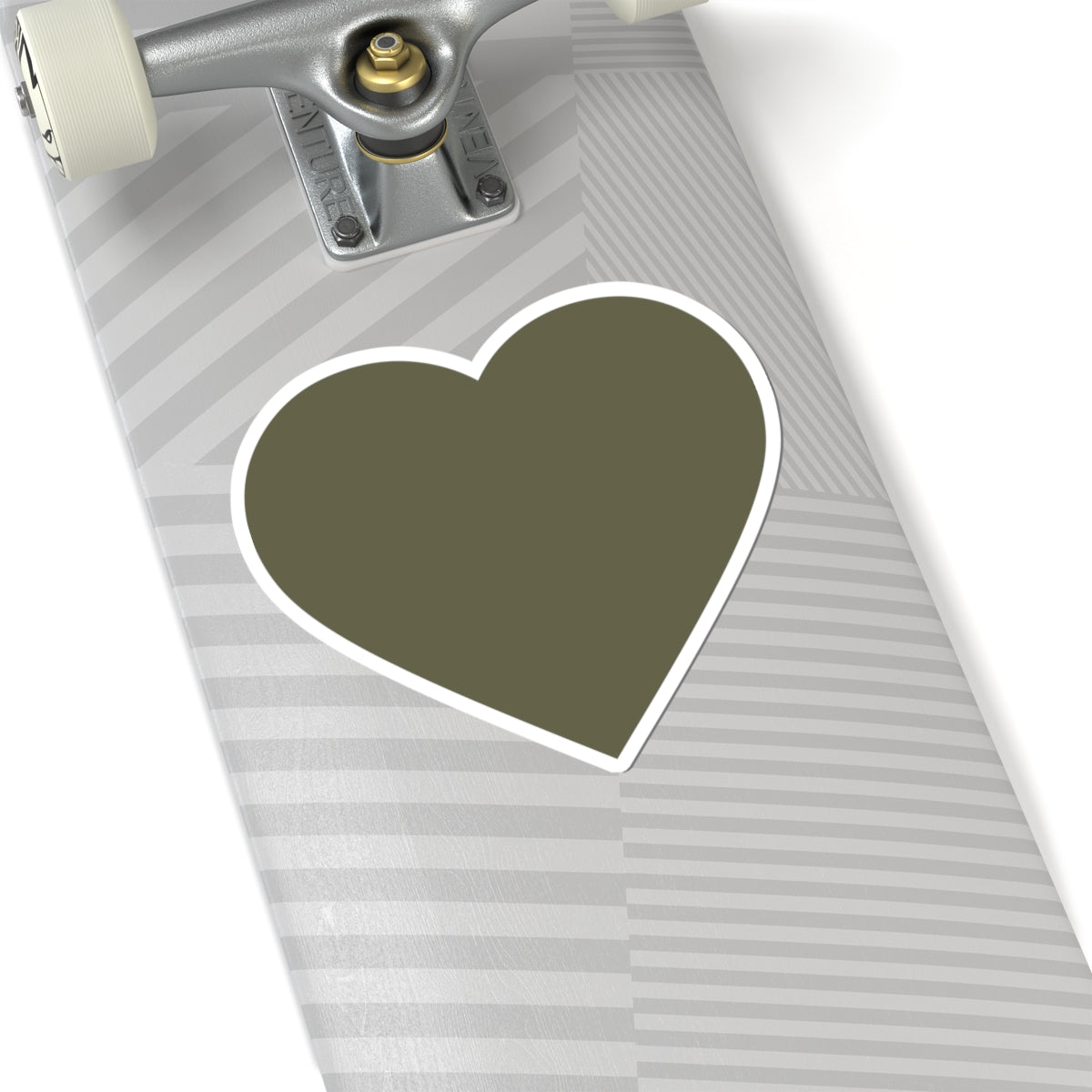 Olive Heart Kiss-Cut Sticker — Matte Green Heart Laptop Decal