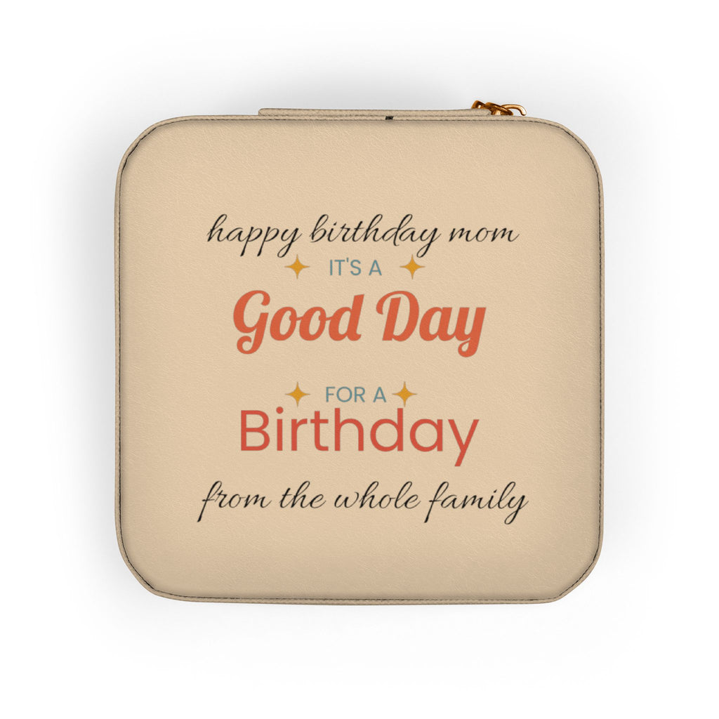 Compact Birthday Jewelry Travel Case — Personalized 'Good Day' Gift Box for Mom