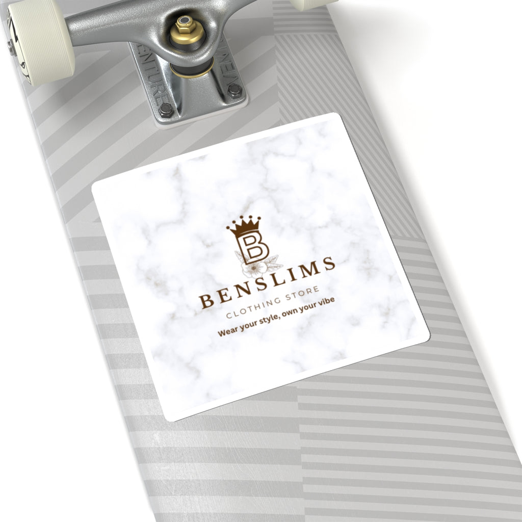 Logo Kiss-Cut Sticker — Marble Background Benslims Clothing Store Branding