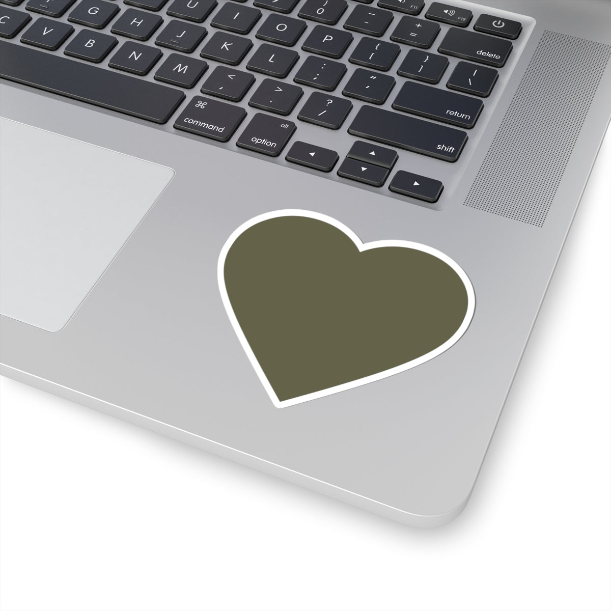 Olive Heart Kiss-Cut Sticker — Matte Green Heart Laptop Decal