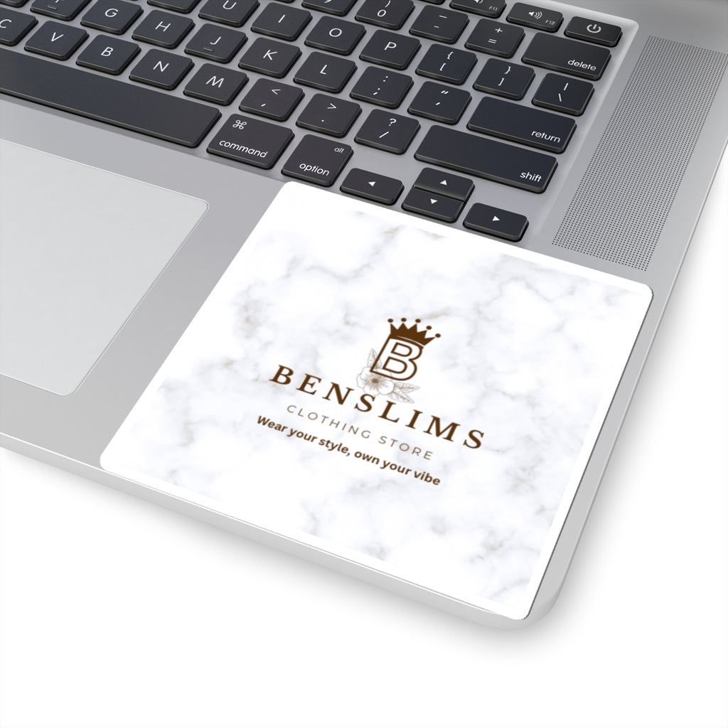 Logo Kiss-Cut Sticker — Marble Background Benslims Clothing Store Branding