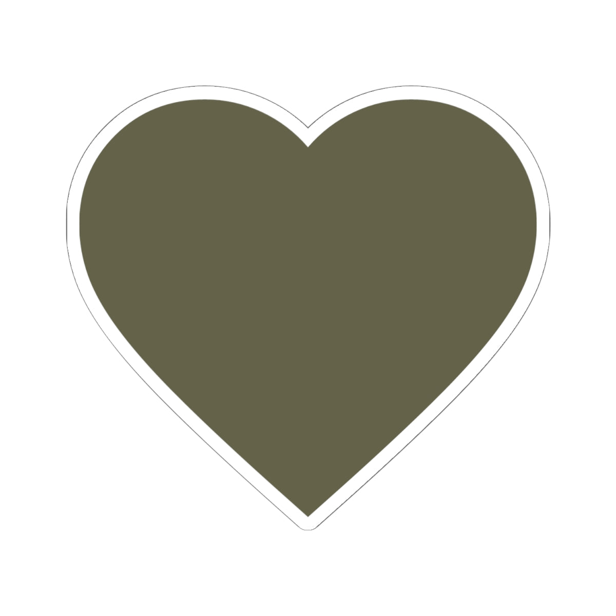 Olive Heart Kiss-Cut Sticker — Matte Green Heart Laptop Decal