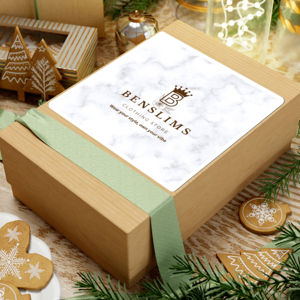 Logo Kiss-Cut Sticker — Marble Background Benslims Clothing Store Branding