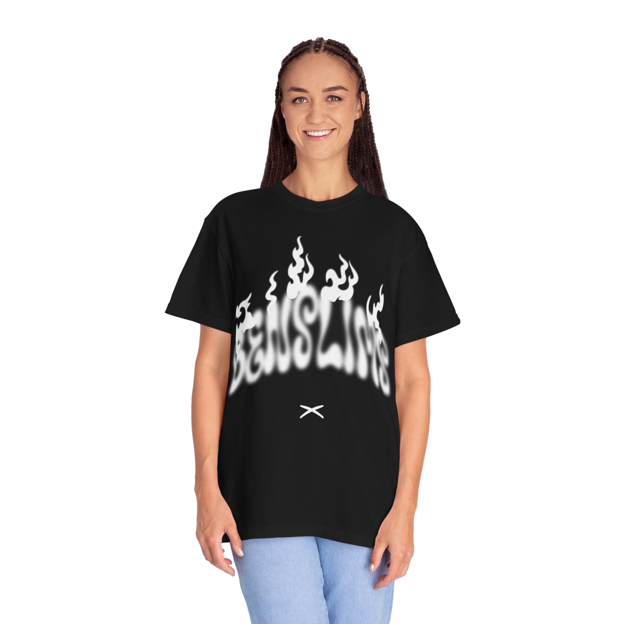 Graphic T-Shirt — 'Feels Like' Flame Text Streetwear Tee girls