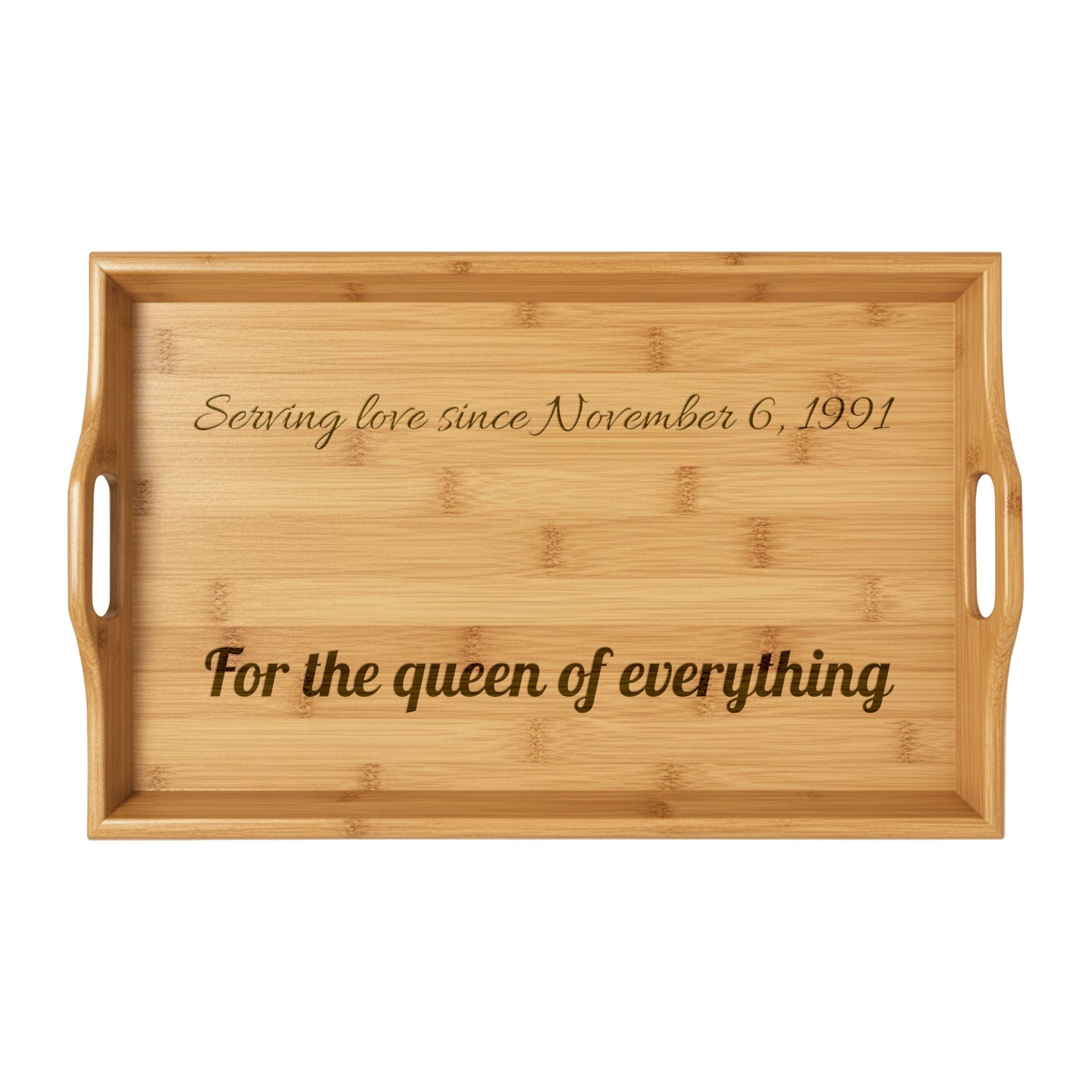 Engraved Bamboo Serving Tray birthday present