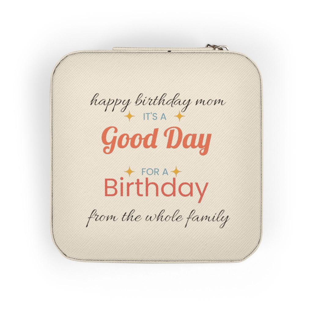 Compact Birthday Jewelry Travel Case — Personalized 'Good Day' Gift Box for Mom