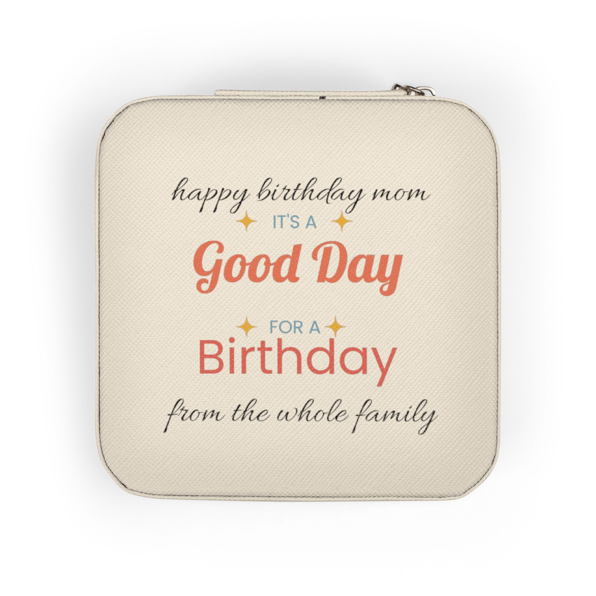 Compact Birthday Jewelry Travel Case — Personalized 'Good Day' Gift Box for Mom