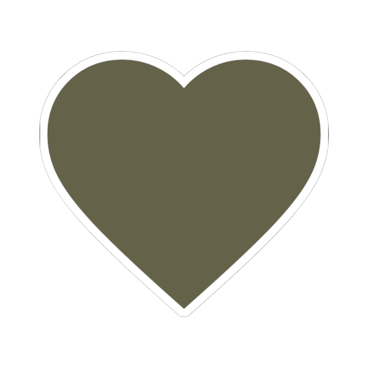 Olive Heart Kiss-Cut Sticker — Matte Green Heart Laptop Decal