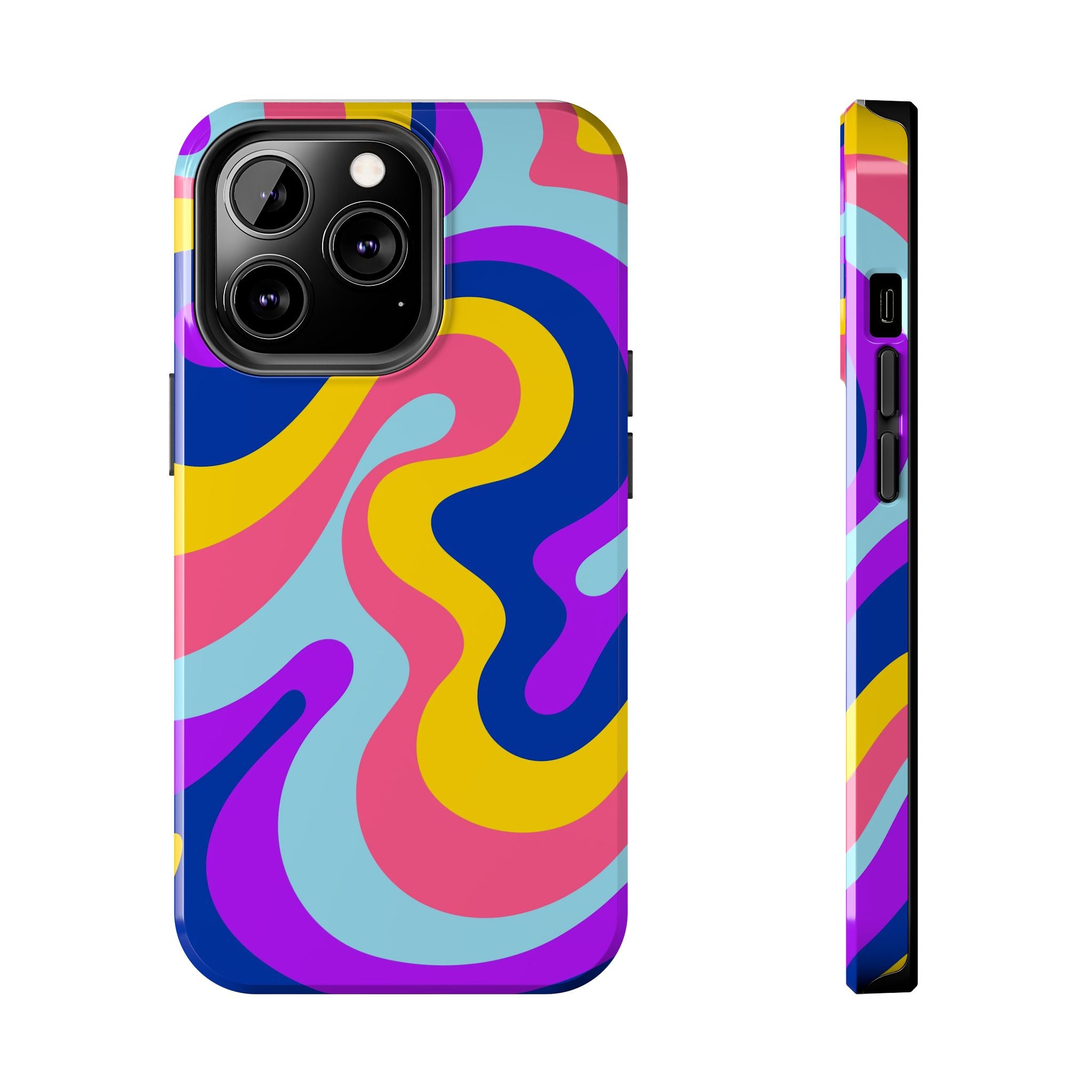 Psychedelic Swirl Tough Phone Case — Colorful Retro Abstract Protection
