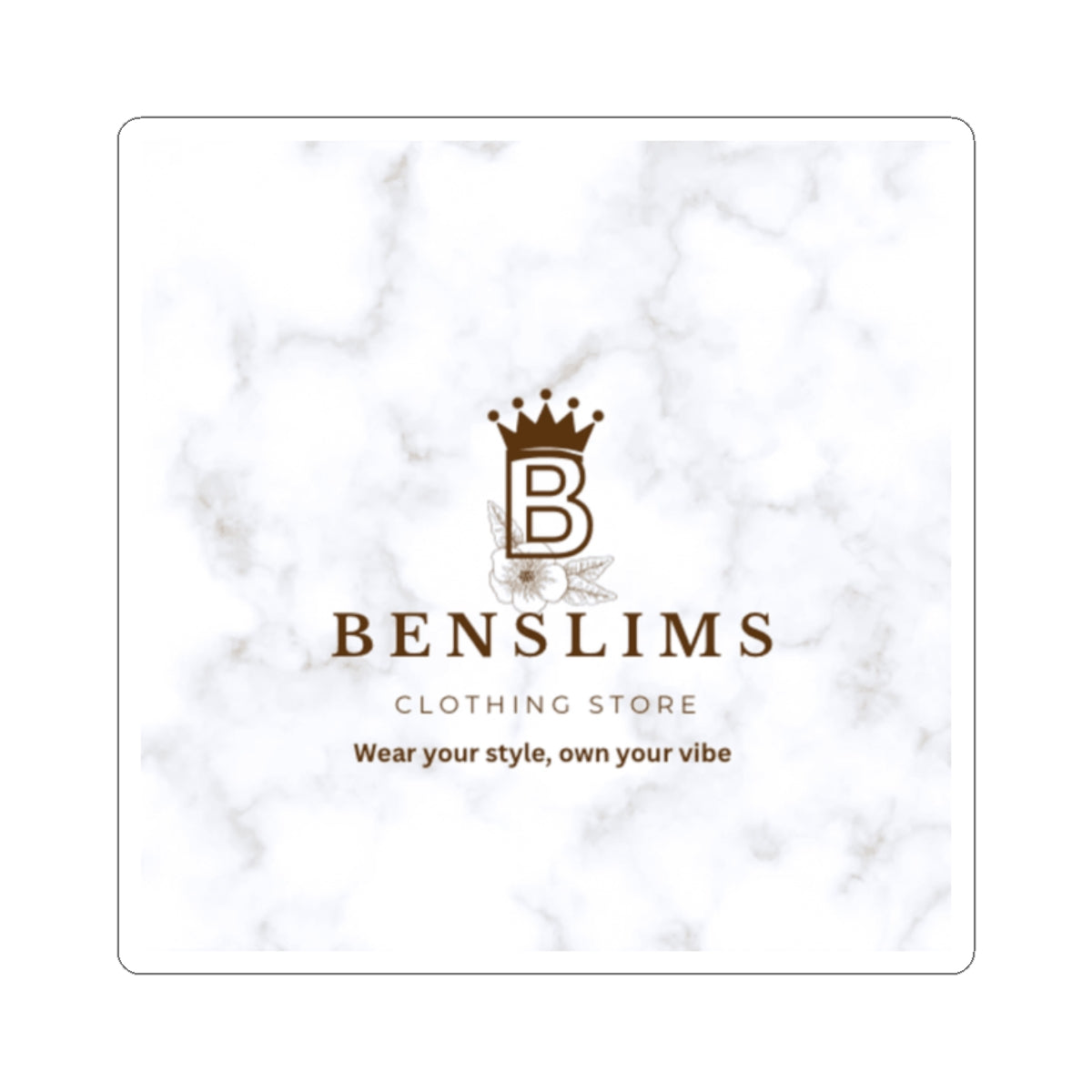 Logo Kiss-Cut Sticker — Marble Background Benslims Clothing Store Branding