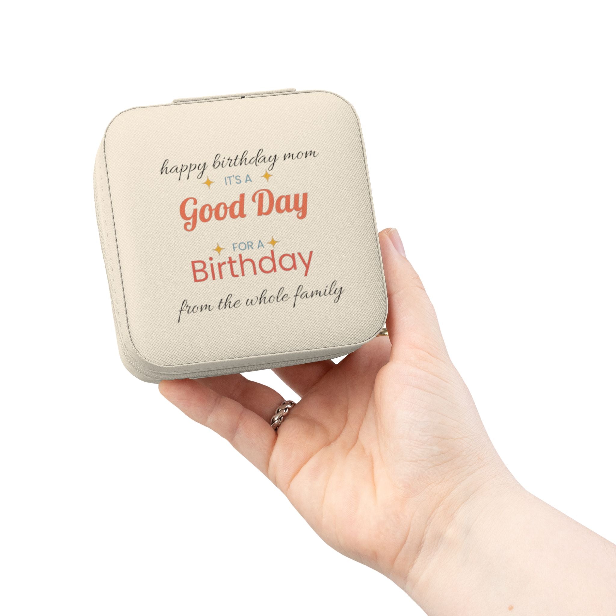 Compact Birthday Jewelry Travel Case — Personalized 'Good Day' Gift Box for Mom