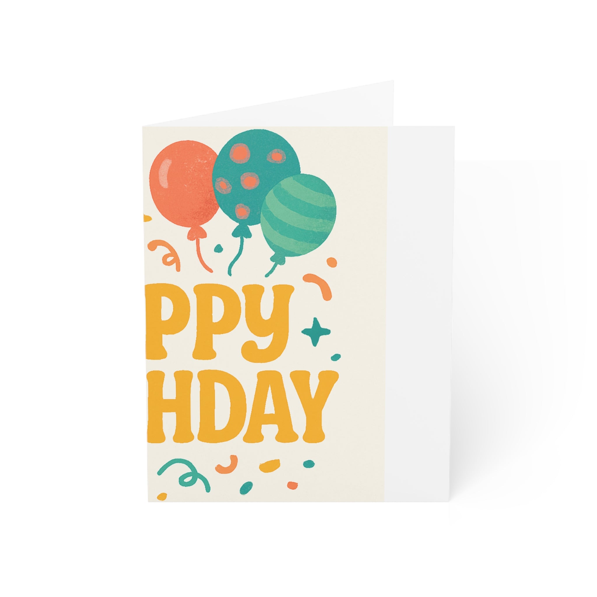 Birthday Greeting Cards Set — Happy Birthday Balloons & Cake — Packs of 1/10/30/50