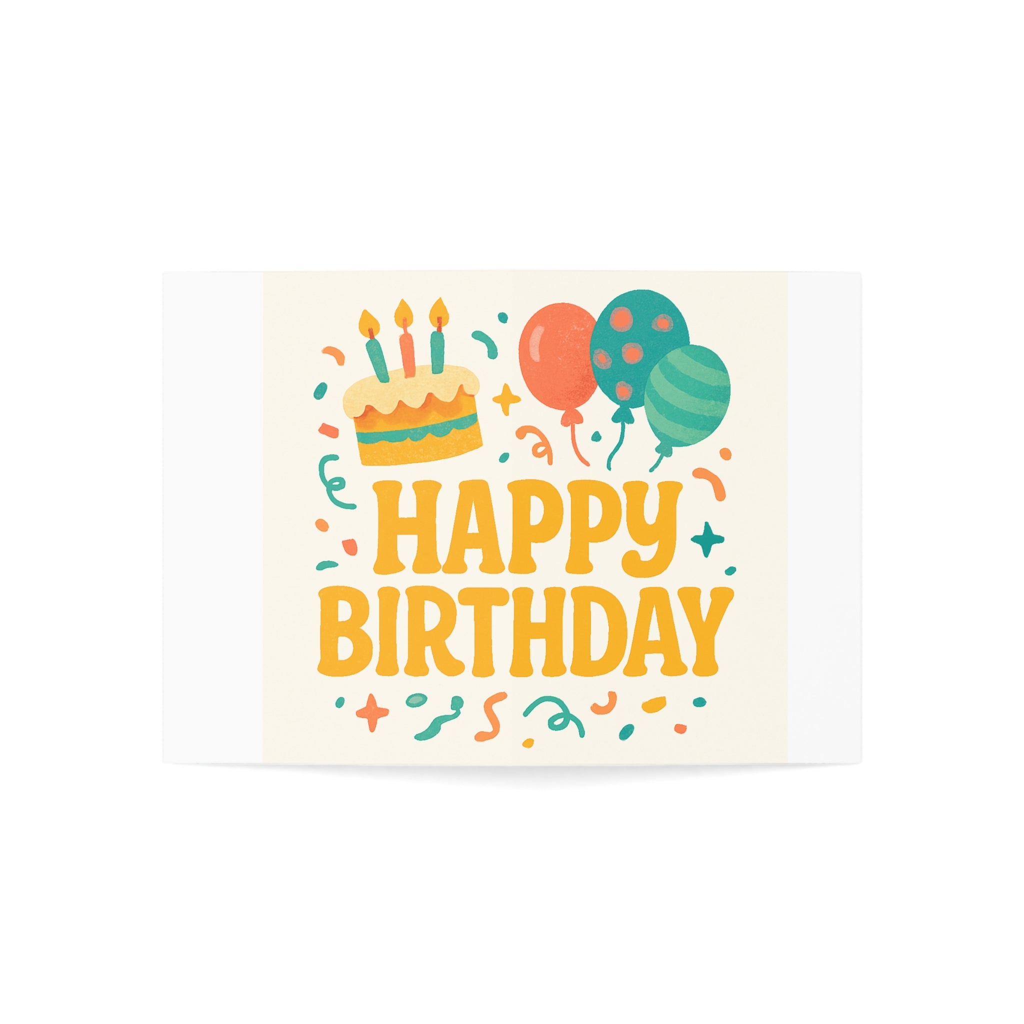 Birthday Greeting Cards Set — Happy Birthday Balloons & Cake — Packs of 1/10/30/50