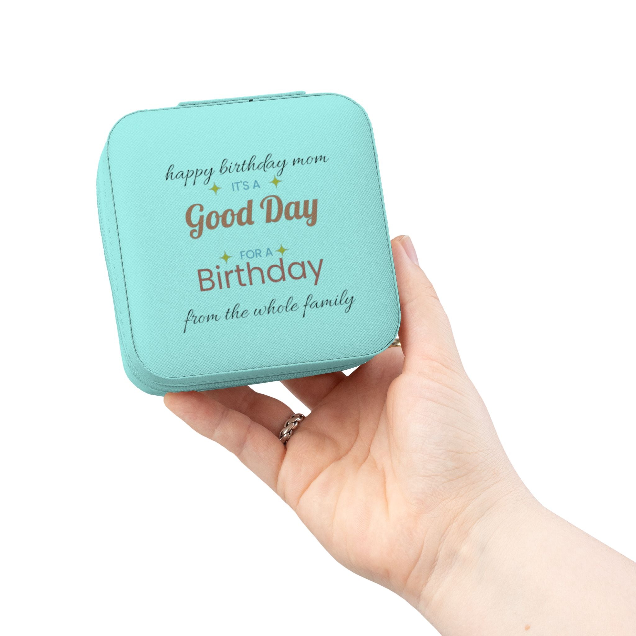 Compact Birthday Jewelry Travel Case — Personalized 'Good Day' Gift Box for Mom