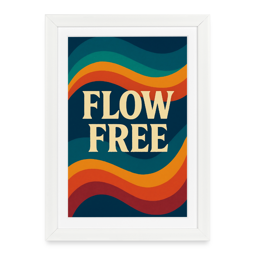 Framed poster (27 × 37 cm) FLOW FREE - white