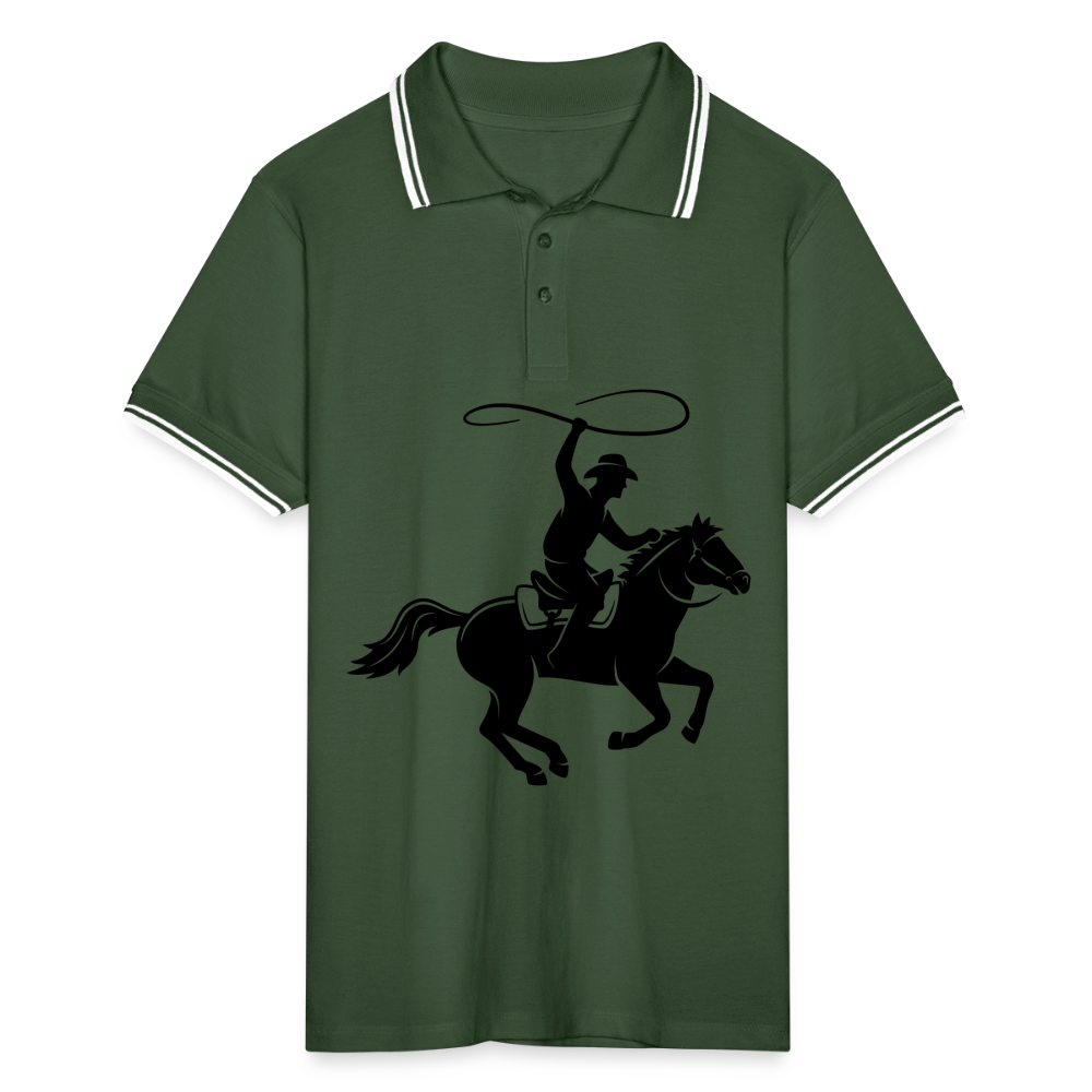 Men’s Tipped Polo Shirt HORSE - fir green/white