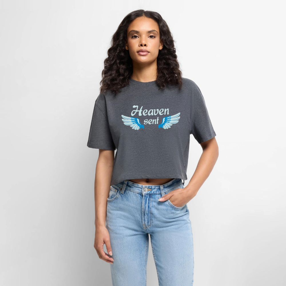 Women’s Oversized Organic Cropped T-Shirt - heather anthracite