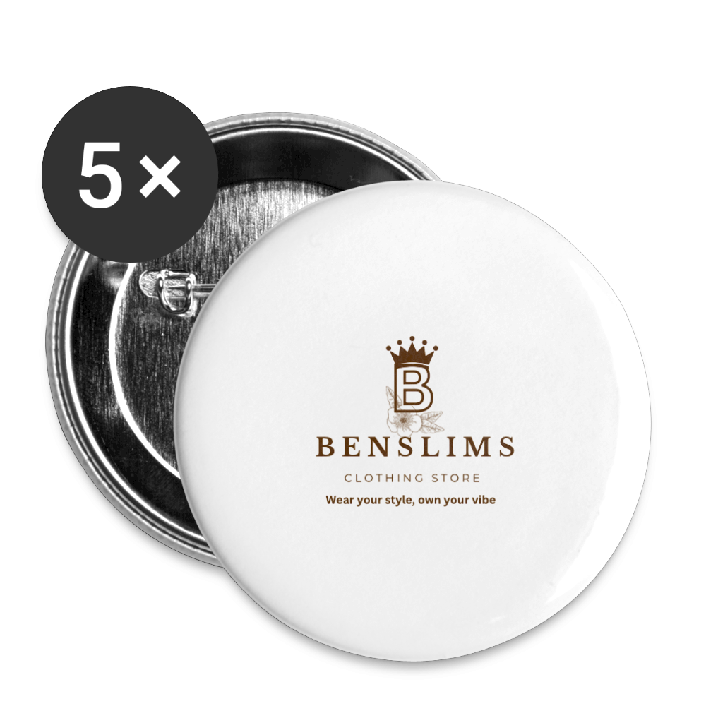 Buttons small 1''/25 mm (5-pack) benslims - white