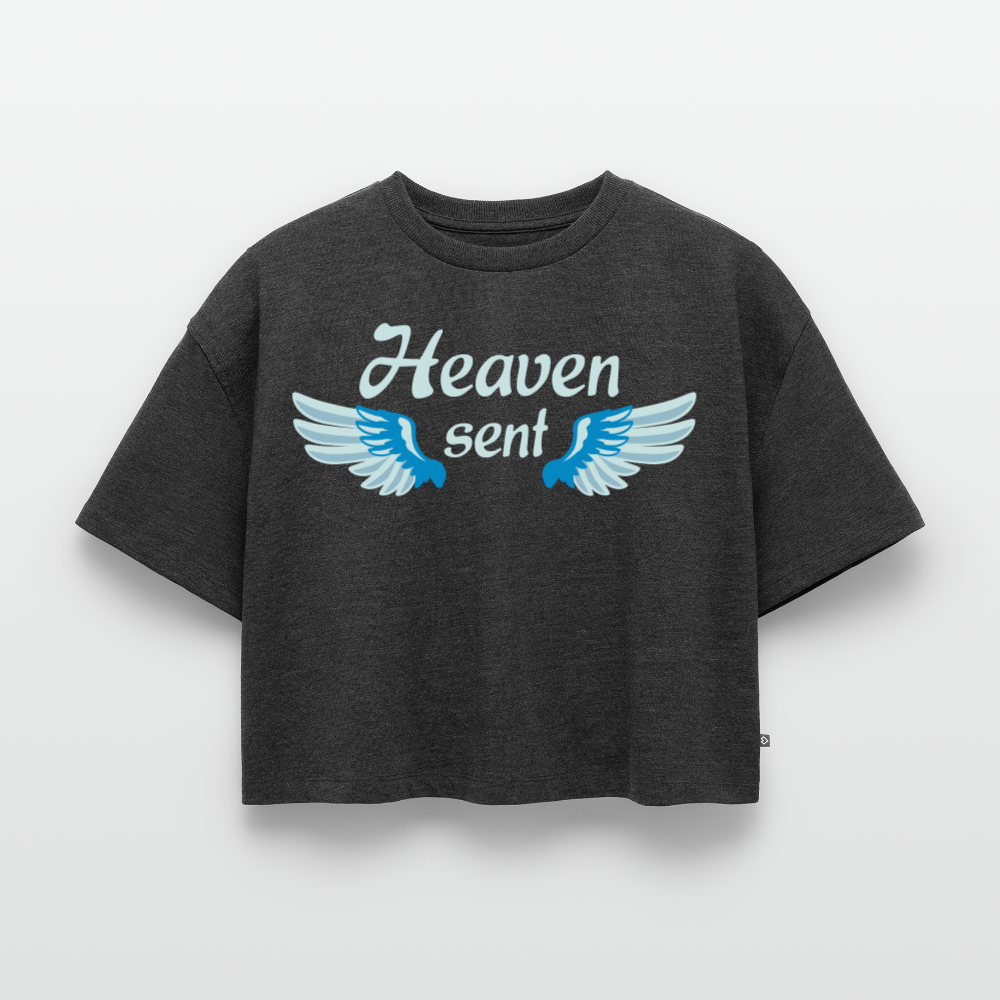 Women’s Oversized Organic Cropped T-Shirt - heather anthracite