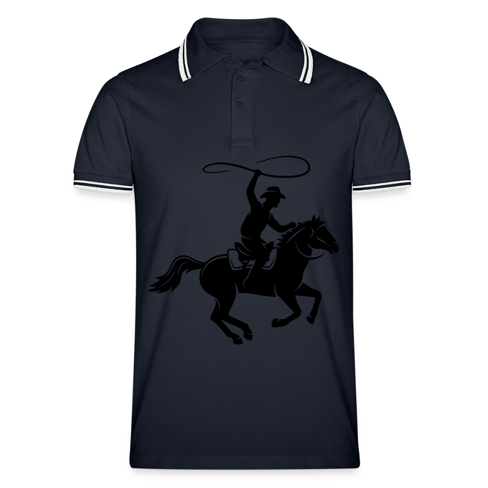 Men’s Tipped Polo Shirt HORSE - navy/white