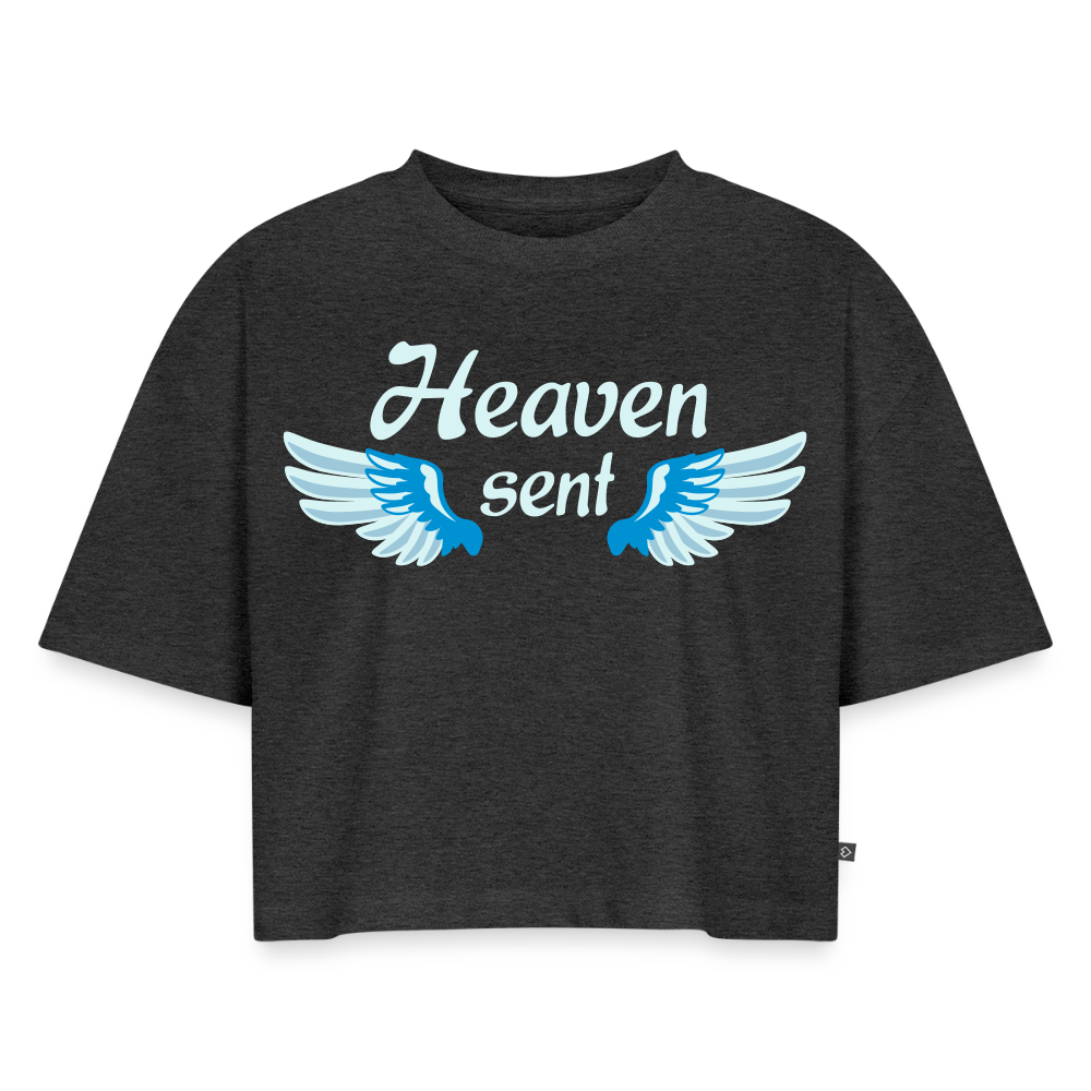 Women’s Oversized Organic Cropped T-Shirt - heather anthracite