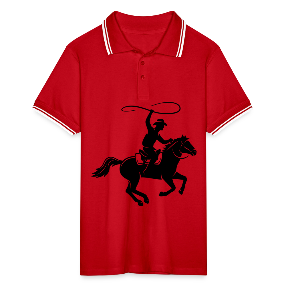 Men’s Tipped Polo Shirt HORSE - red/white