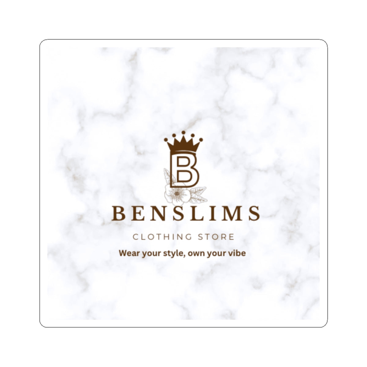 Logo Kiss-Cut Sticker — Marble Background Benslims Clothing Store Branding