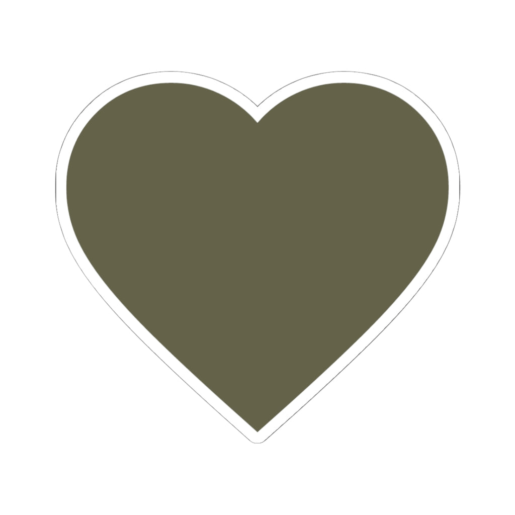 Olive Heart Kiss-Cut Sticker — Matte Green Heart Laptop Decal