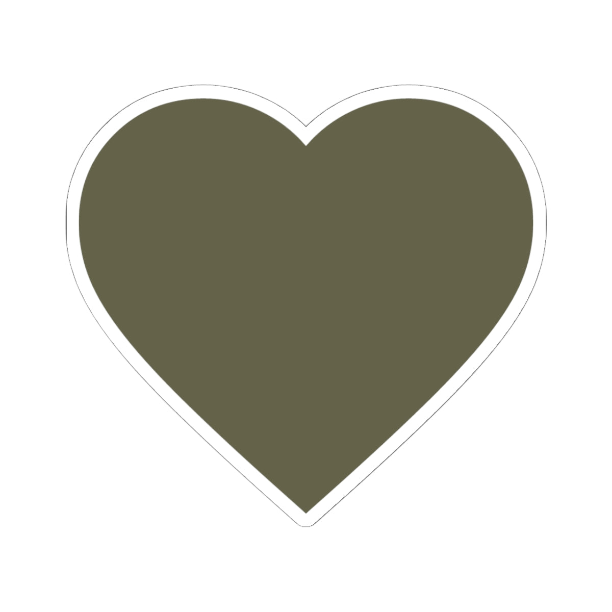 Olive Heart Kiss-Cut Sticker — Matte Green Heart Laptop Decal