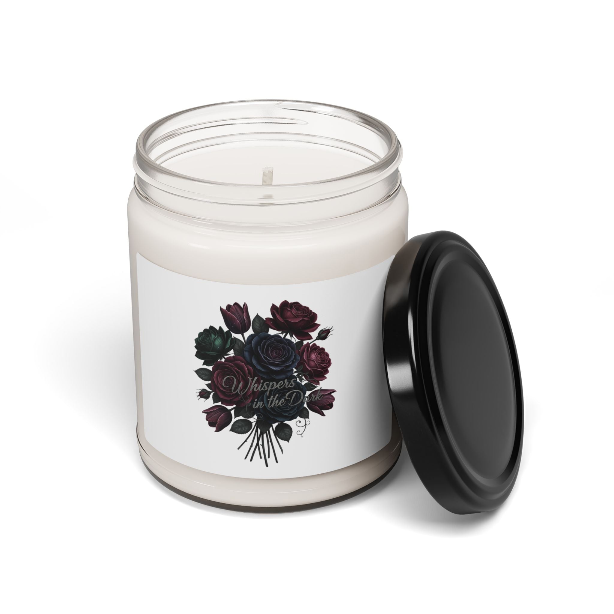 Midnight Bloom Rose Candle, Soy Jar Candle | Moody Floral, Gothic Flowers