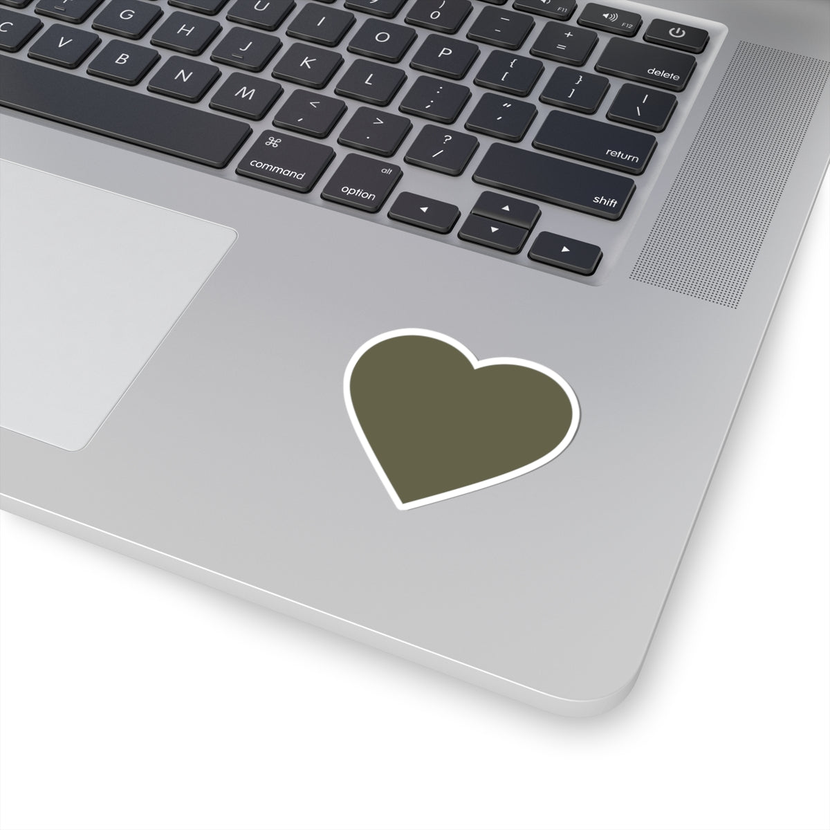 Olive Heart Kiss-Cut Sticker — Matte Green Heart Laptop Decal