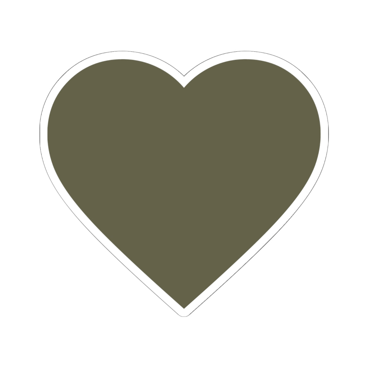Olive Heart Kiss-Cut Sticker — Matte Green Heart Laptop Decal