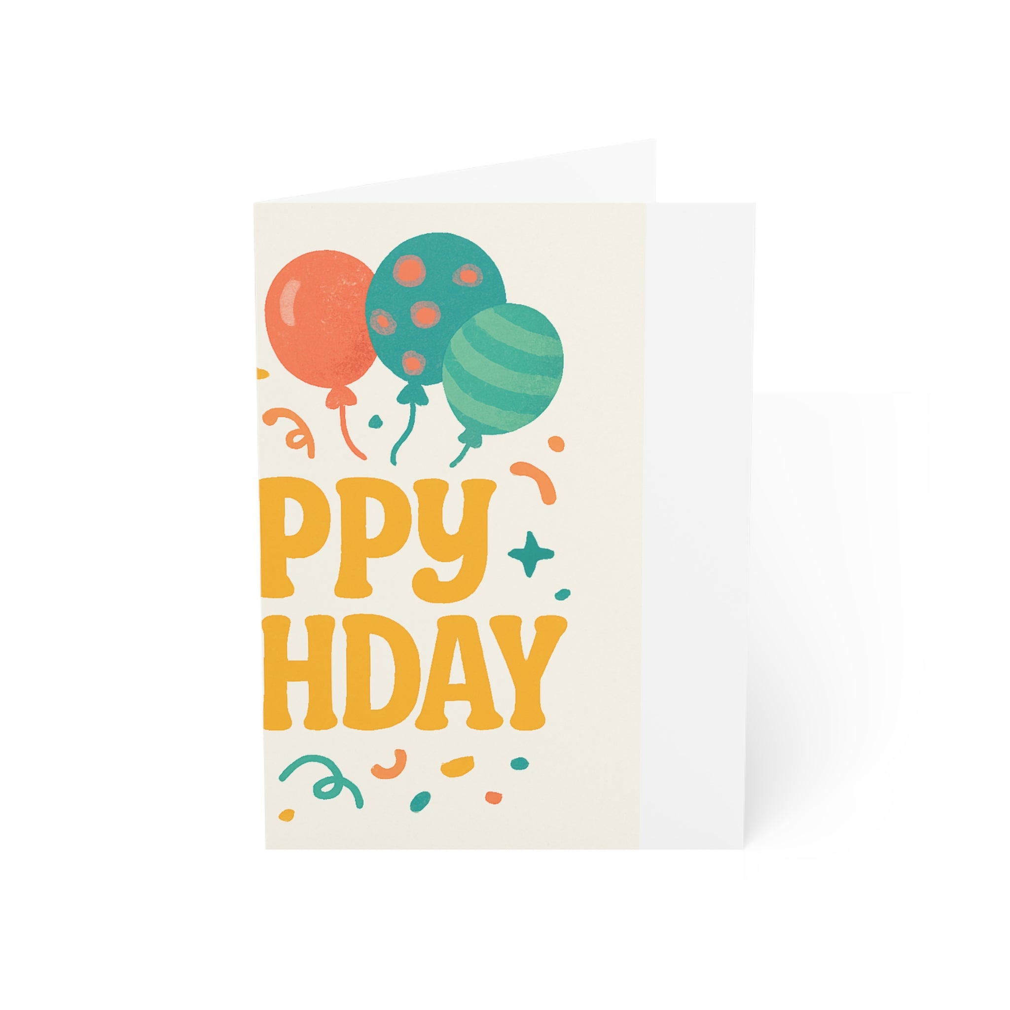 Birthday Greeting Cards Set — Happy Birthday Balloons & Cake — Packs of 1/10/30/50