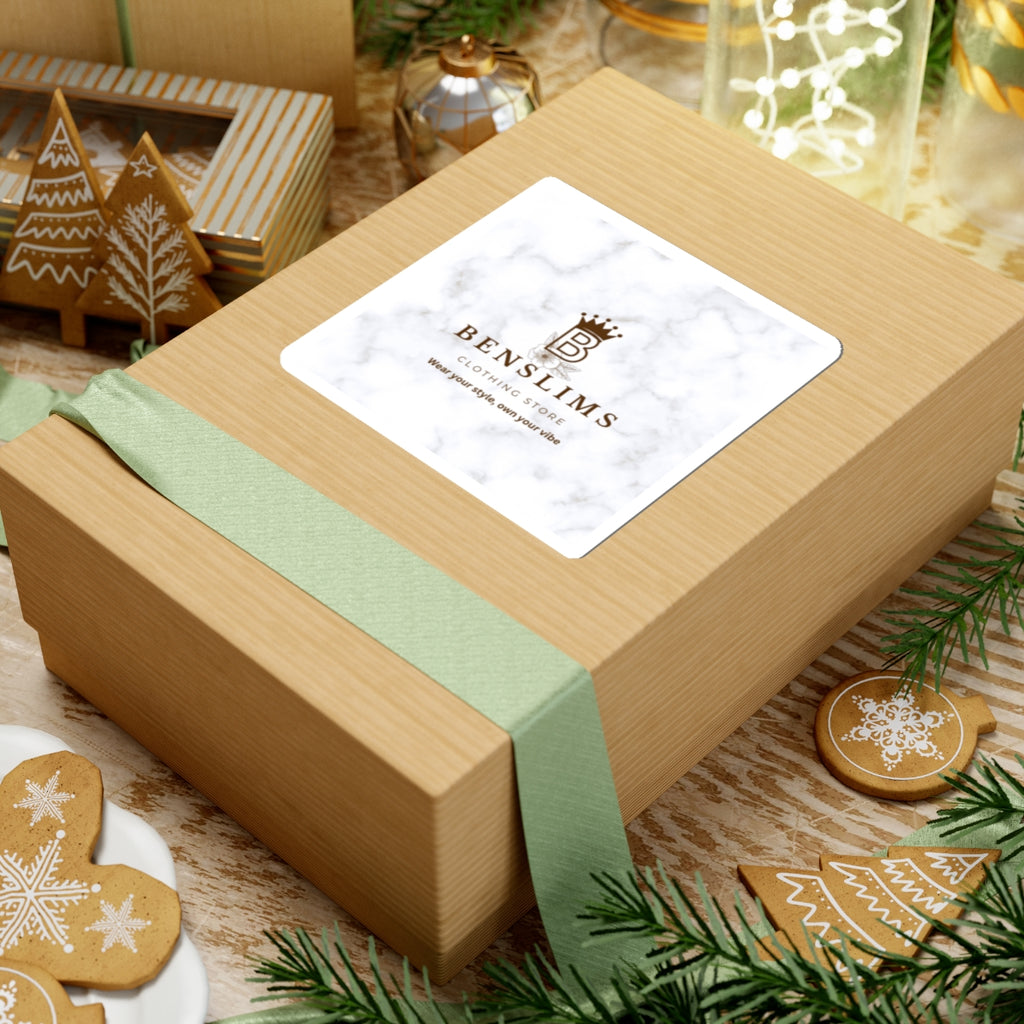 Logo Kiss-Cut Sticker — Marble Background Benslims Clothing Store Branding