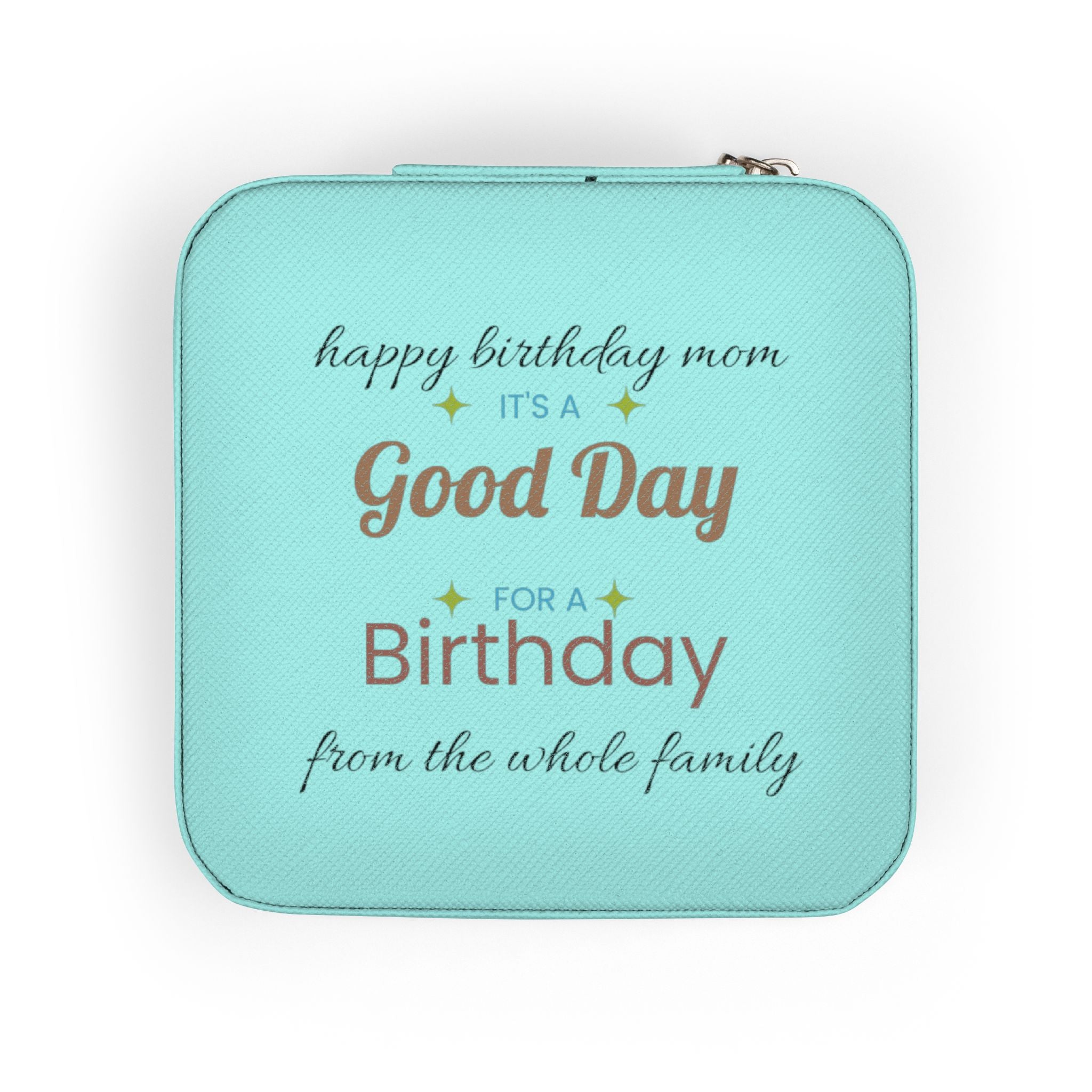 Compact Birthday Jewelry Travel Case — Personalized 'Good Day' Gift Box for Mom